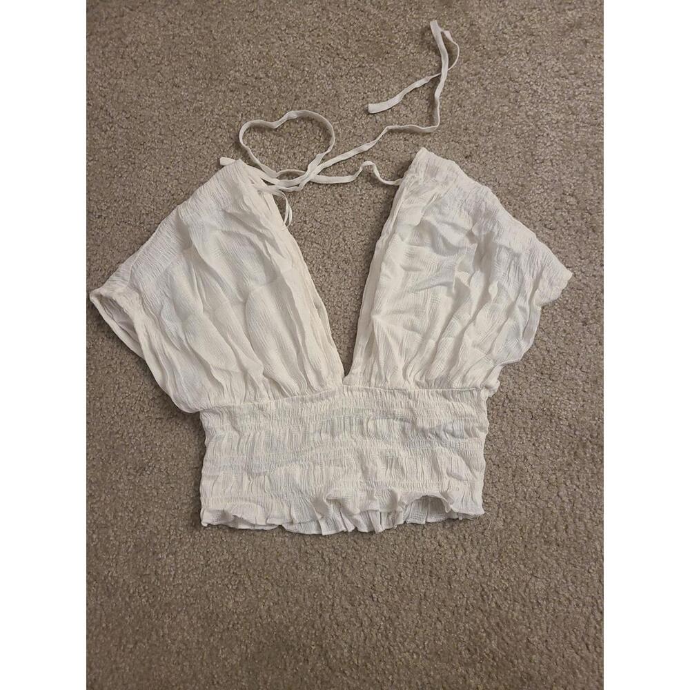 LUSH Crop Tie Back Blouse